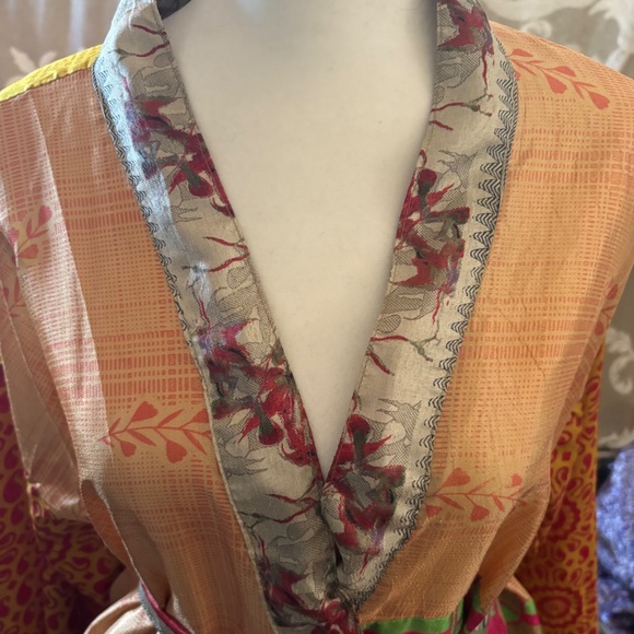 Multicolor Vintage Kimono Made From Repurposed Indian Silk - Picture 2 of 7